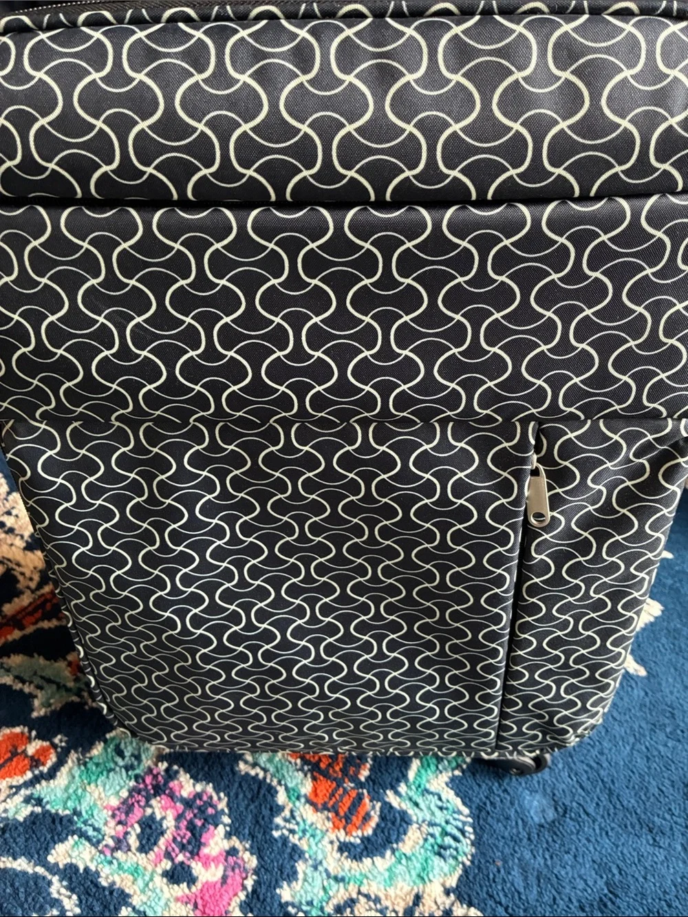 Blue & White Print Carry-On Suitcase - Monoprix Paris, Spinner Wheels